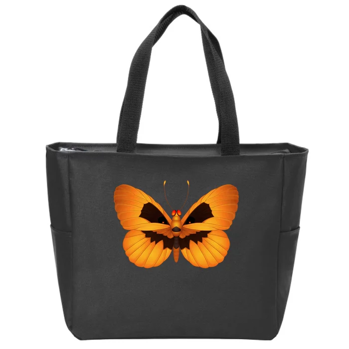 Butterfly With Face Halloween Pumpkin Zip Tote Bag