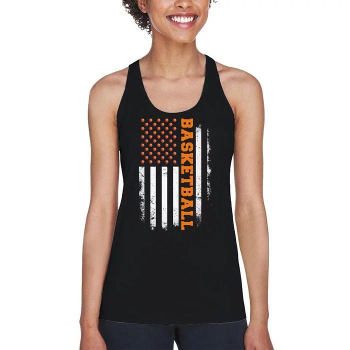 Basketball Usa Us Flag Basketball Women's Racerback Tank