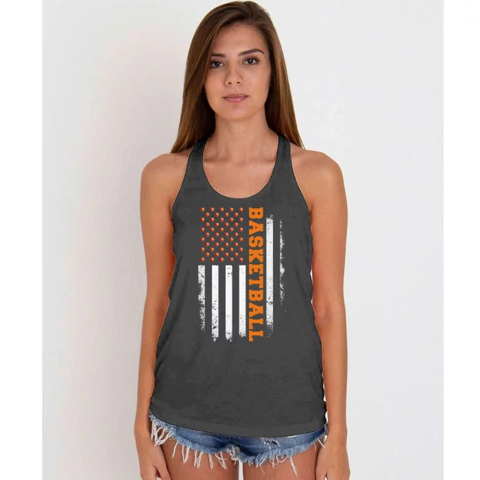 Basketball Usa Us Flag Basketball Women's Knotted Racerback Tank