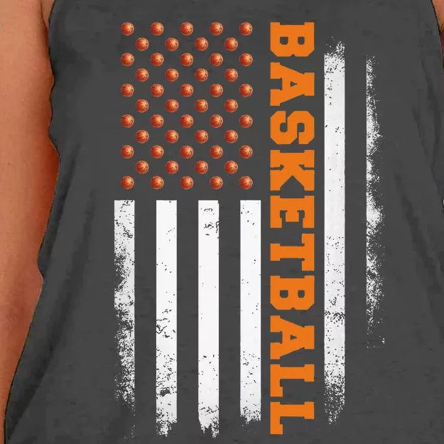 Basketball Usa Us Flag Basketball Women's Knotted Racerback Tank