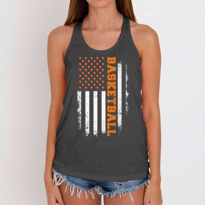 Basketball Usa Us Flag Basketball Women's Knotted Racerback Tank