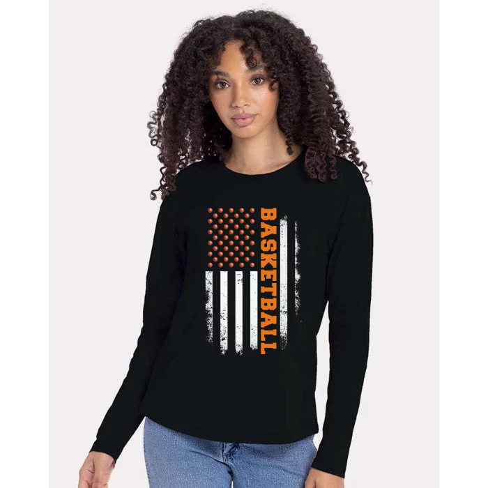 Basketball Usa Us Flag Basketball Womens Cotton Relaxed Long Sleeve T-Shirt