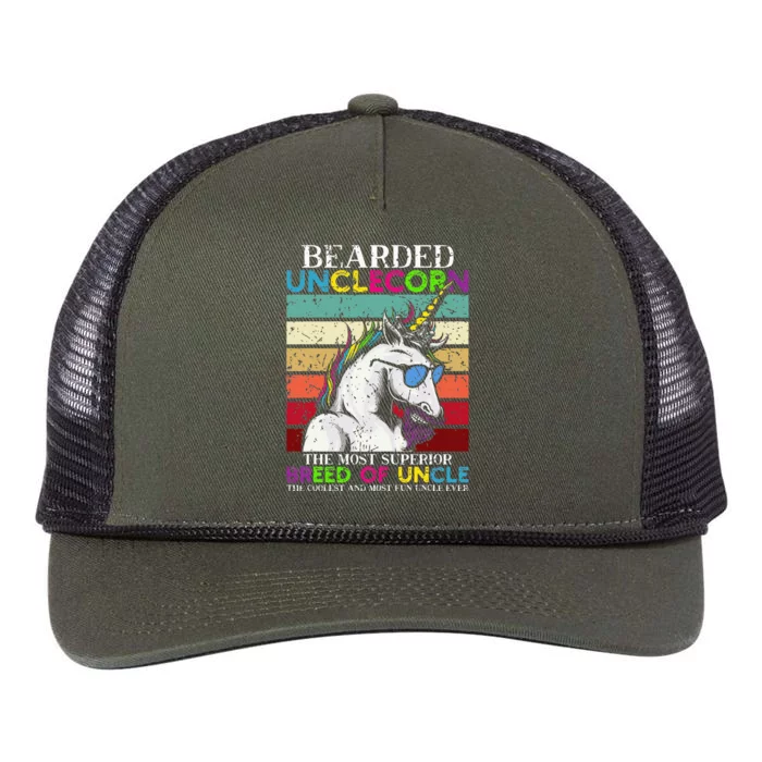 Bearded Unclecorn Uncle Unicorn Retro Rope Trucker Hat Cap