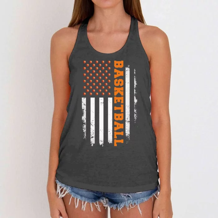 Basketball USA US Flag Basketball Women's Knotted Racerback Tank