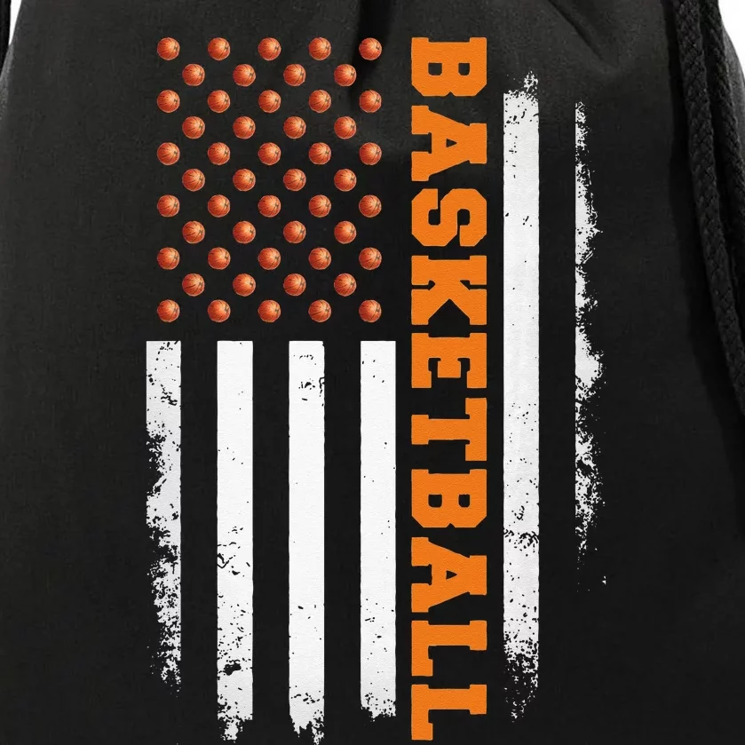 Basketball USA US Flag Basketball Drawstring Bag