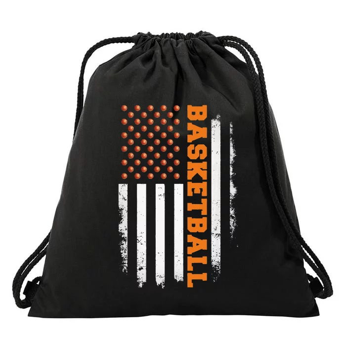 Basketball USA US Flag Basketball Drawstring Bag