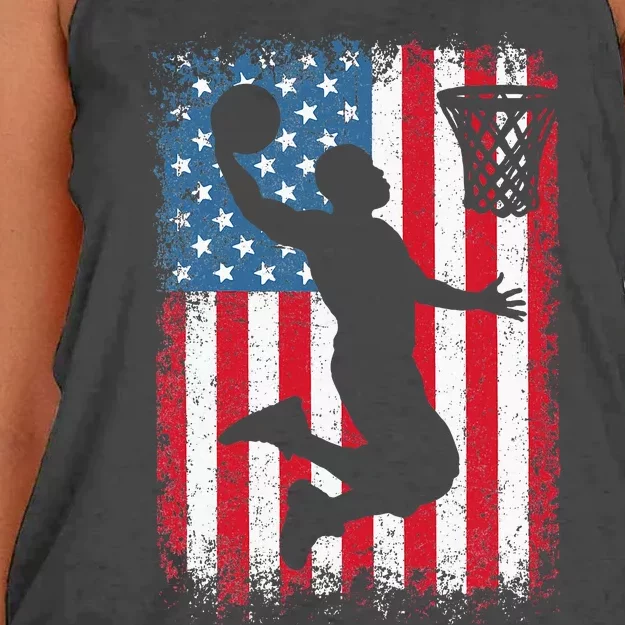 Basketball Usa Us Flag Basketball Women's Knotted Racerback Tank