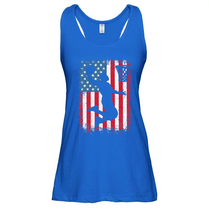 Basketball Usa Us Flag Basketball Ladies Essential Flowy Tank