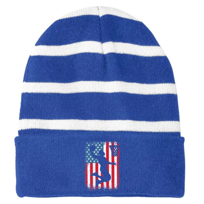 Basketball Usa Us Flag Basketball Striped Beanie with Solid Band