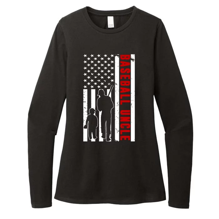 Baseball Uncle USA Flag Womens CVC Long Sleeve Shirt