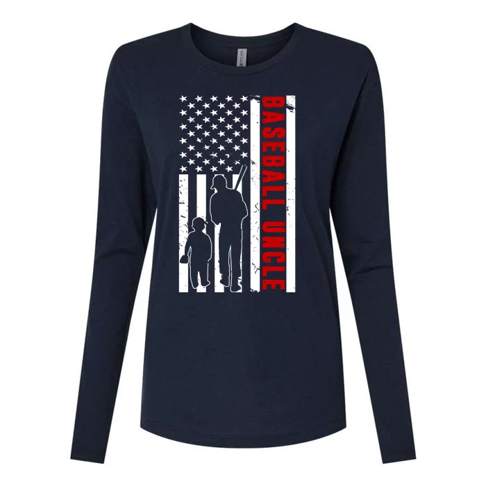 Baseball Uncle USA Flag Womens Cotton Relaxed Long Sleeve T-Shirt