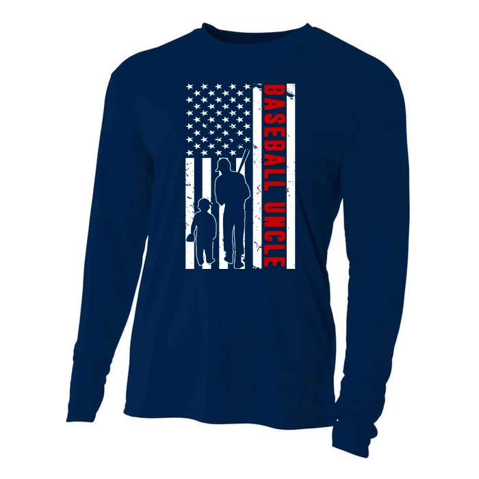 Baseball Uncle USA Flag Cooling Performance Long Sleeve Crew