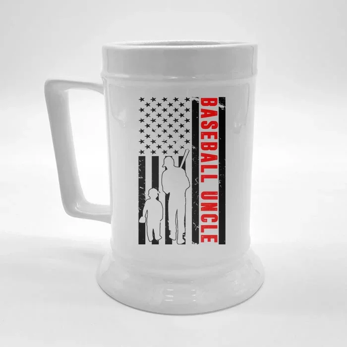 Baseball Uncle USA Flag Front & Back Beer Stein