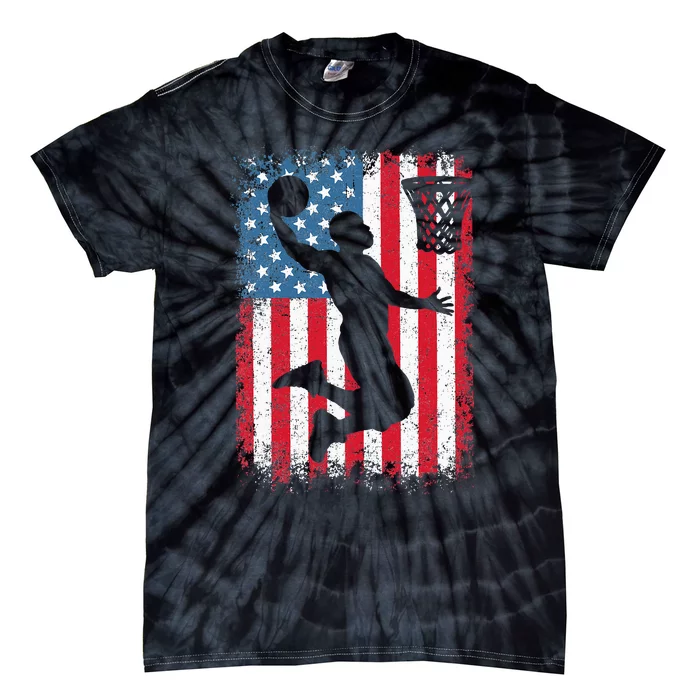 Basketball USA US Flag Basketball Tie-Dye T-Shirt