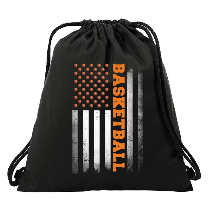 Basketball USA US Flag Basketball Drawstring Bag