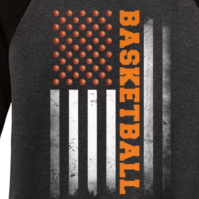 Basketball USA US Flag Basketball Women's Tri-Blend 3/4-Sleeve Raglan Shirt