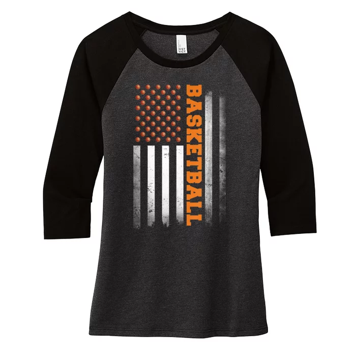 Basketball USA US Flag Basketball Women's Tri-Blend 3/4-Sleeve Raglan Shirt