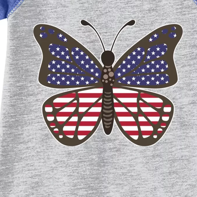 Butterfly Usa Us Flag American Beauty Butterfly Lover Funny Gift Infant Baby Jersey Bodysuit