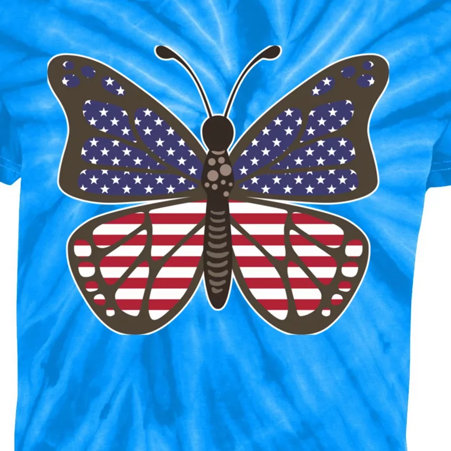 Butterfly Usa Us Flag American Beauty Butterfly Lover Funny Gift Kids Tie-Dye T-Shirt