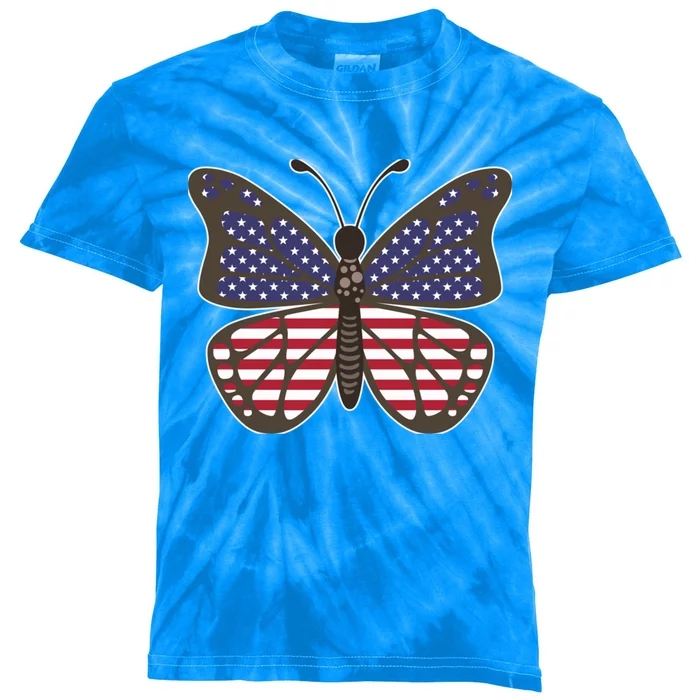 Butterfly Usa Us Flag American Beauty Butterfly Lover Funny Gift Kids Tie-Dye T-Shirt