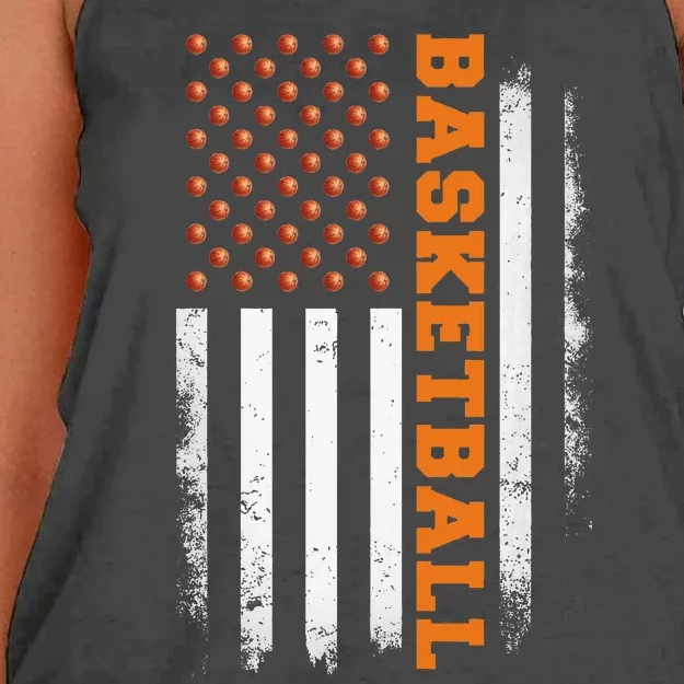 Basketball Usa Us Flag Women's Knotted Racerback Tank