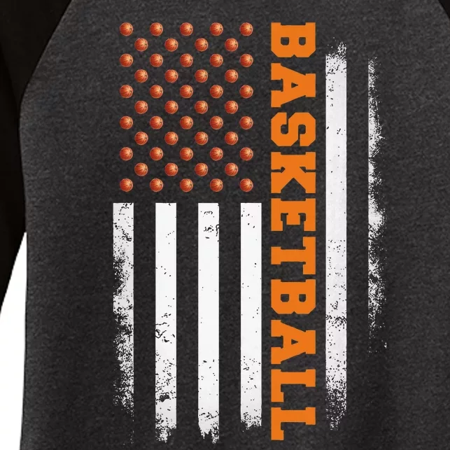 Basketball Usa Us Flag Women's Tri-Blend 3/4-Sleeve Raglan Shirt