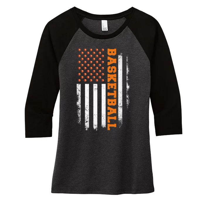 Basketball Usa Us Flag Women's Tri-Blend 3/4-Sleeve Raglan Shirt