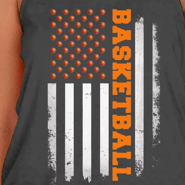 Basketball USA US Flag Basketball funny sport Women's Knotted Racerback Tank