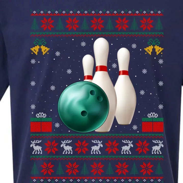 Bowling Ugly Xmas Sweater Lighting Santa Bowling Christmas Gift Sueded Cloud Jersey T-Shirt