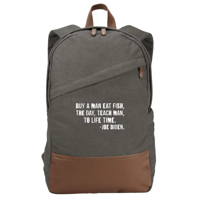 Buy A Man Eat Fish Joe Biden Cotton Canvas Backpack