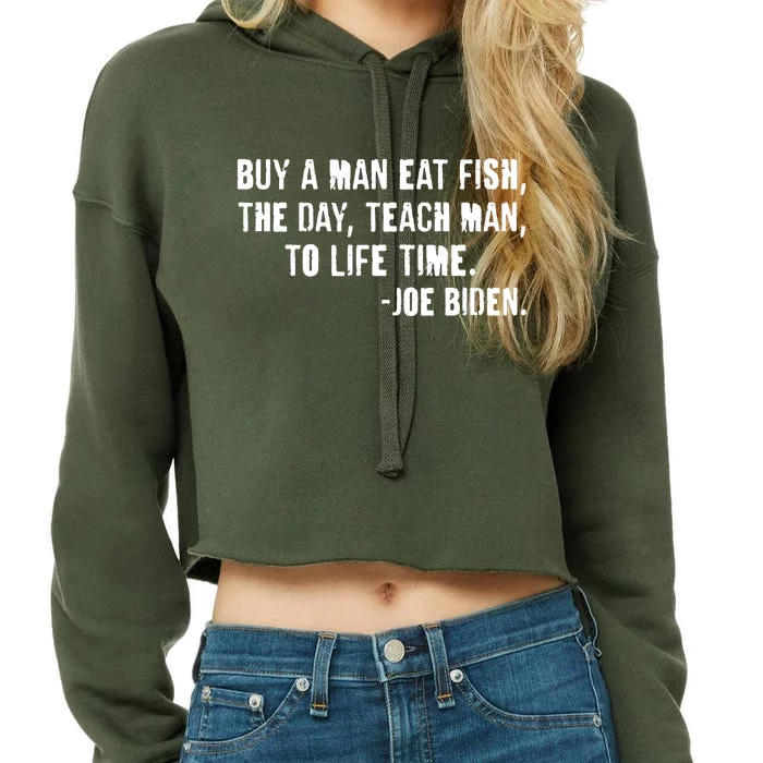 Buy A Man Eat Fish Joe Biden Crop Top Hoodie