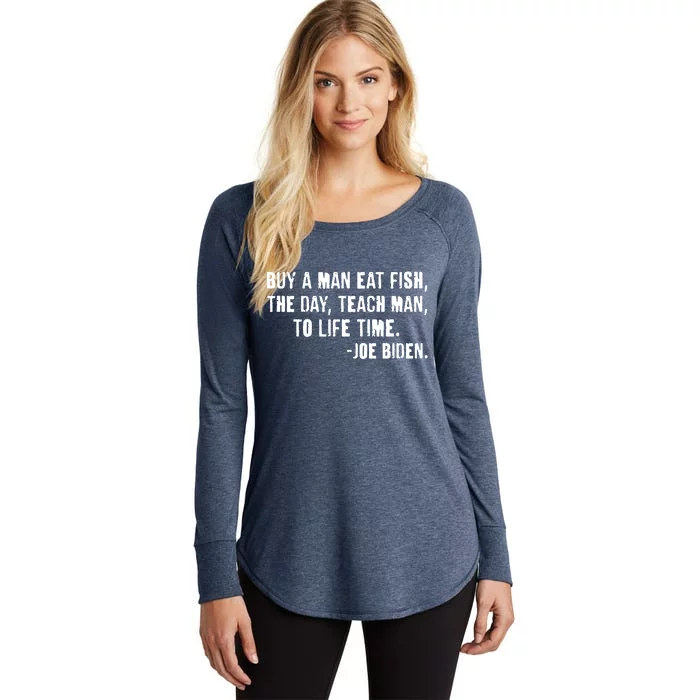 Buy A Man Eat Fish Joe Biden Women’s Perfect Tri Tunic Long Sleeve Shirt