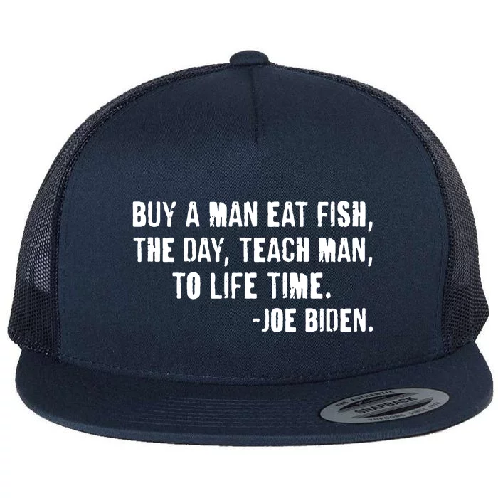 Buy A Man Eat Fish Joe Biden Flat Bill Trucker Hat
