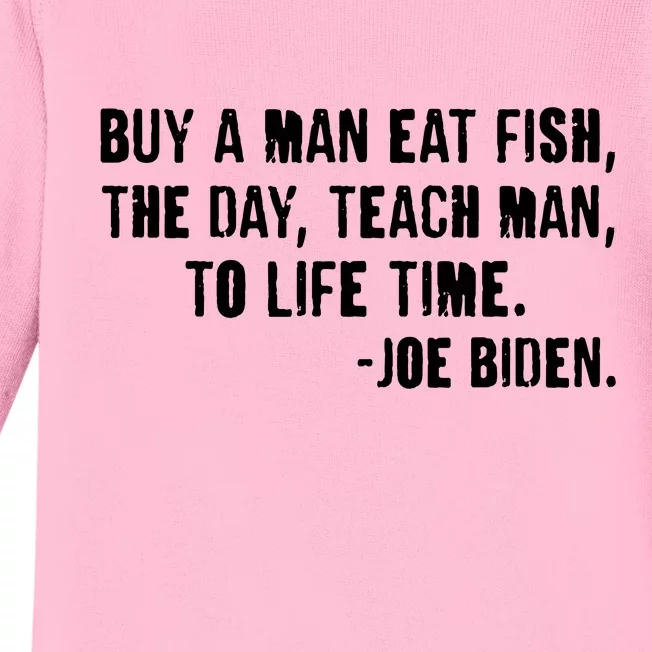 Buy A Man Eat Fish Joe Biden Baby Long Sleeve Bodysuit