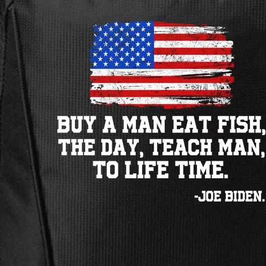 Buy A Man Eat Fish Joe Biden USA American Flag City Backpack