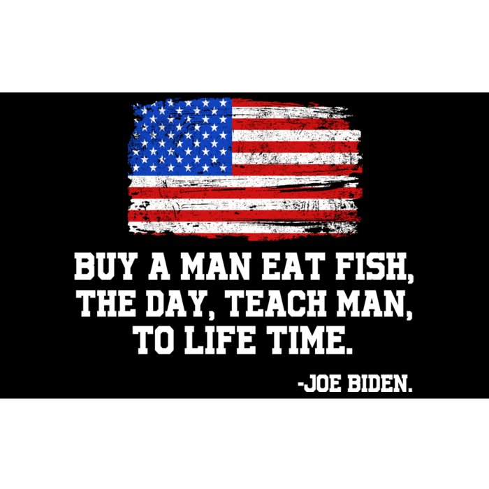 Buy A Man Eat Fish Joe Biden USA American Flag Bumper Sticker