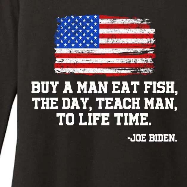 Buy A Man Eat Fish Joe Biden USA American Flag Womens CVC Long Sleeve Shirt