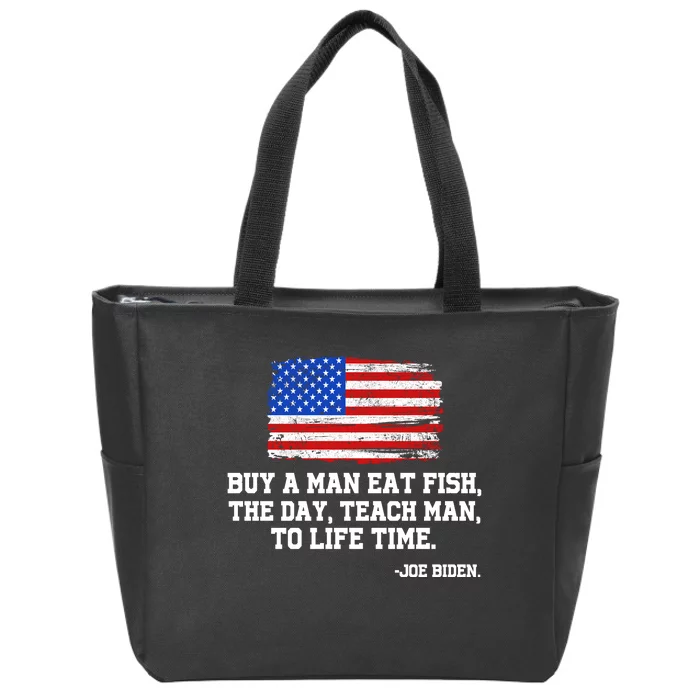 Buy A Man Eat Fish Joe Biden USA American Flag Zip Tote Bag