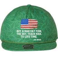 Buy A Man Eat Fish Joe Biden USA American Flag Flat Bill Trucker Hat