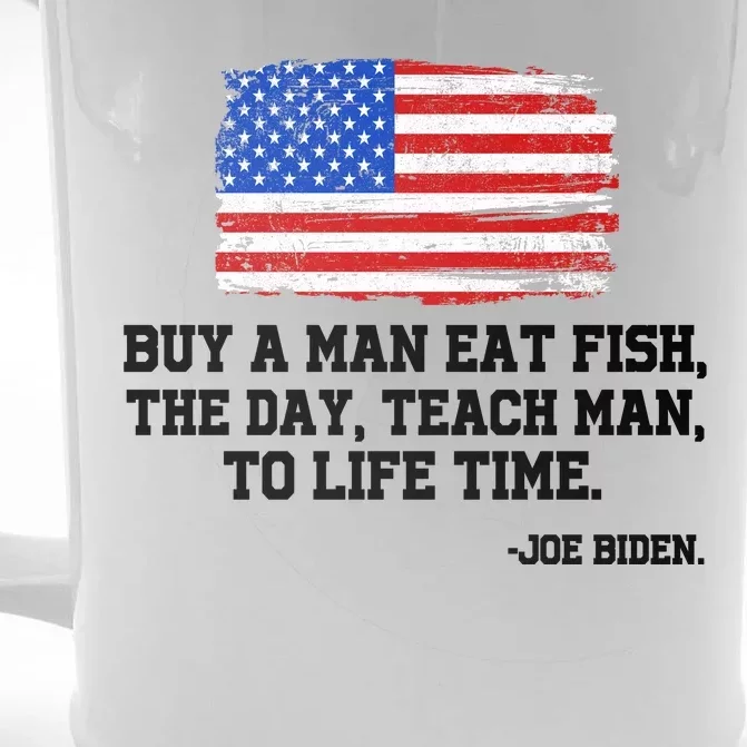 Buy A Man Eat Fish Joe Biden USA American Flag Front & Back Beer Stein