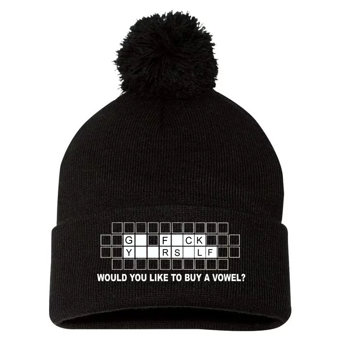 Buy A Vowel Go Fuck Yourself Funny Pom Pom 12in Knit Beanie