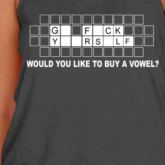 Buy A Vowel Go Fuck Yourself Funny Women's Knotted Racerback Tank