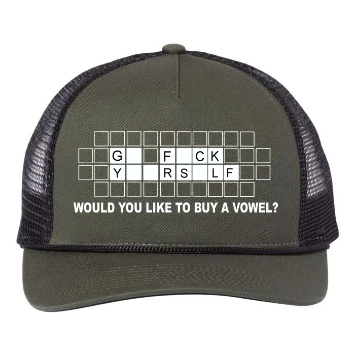 Buy A Vowel Go Fuck Yourself Funny Retro Rope Trucker Hat Cap