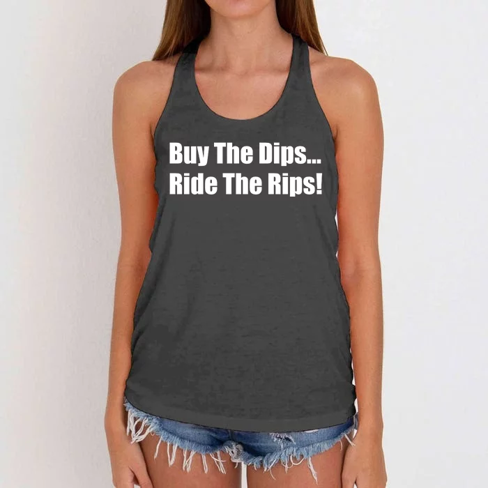 Buy The Dips Ride The Rips Stock Women's Knotted Racerback Tank