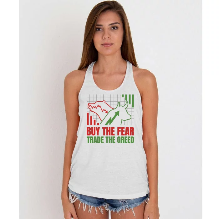 Buy The Fear Trade The Greed Women's Knotted Racerback Tank