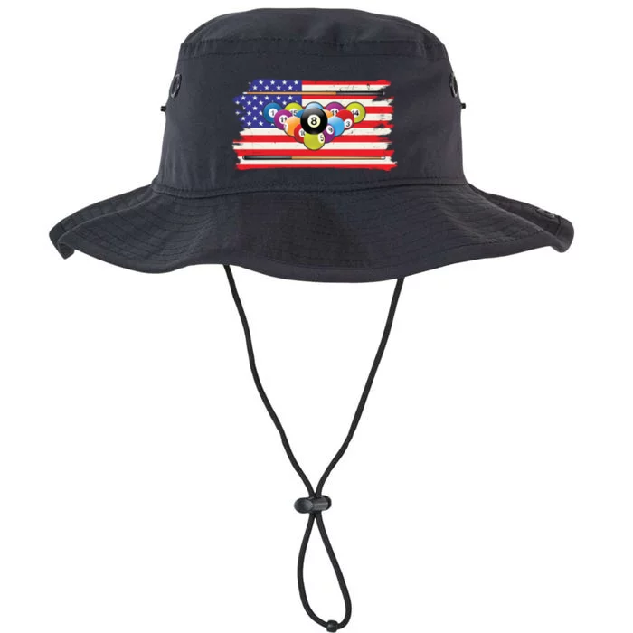 Billiards Vintage American Flag Cue Pool Billiard Player Gift Legacy Cool Fit Booney Bucket Hat