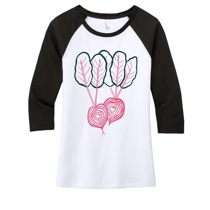 Beet Vegetable Women's Tri-Blend 3/4-Sleeve Raglan Shirt