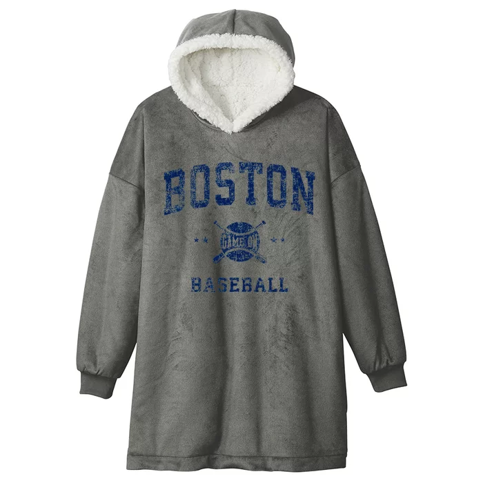 Boston Vintage Baseball Throwback Retro Design Hooded Wearable Blanket