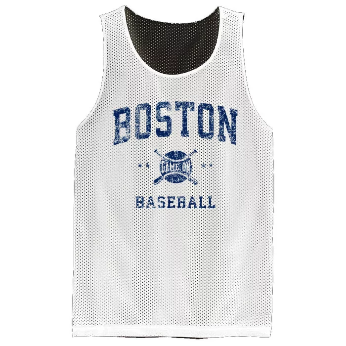 Boston Vintage Baseball Throwback Retro Design Mesh Reversible Basketball Jersey Tank