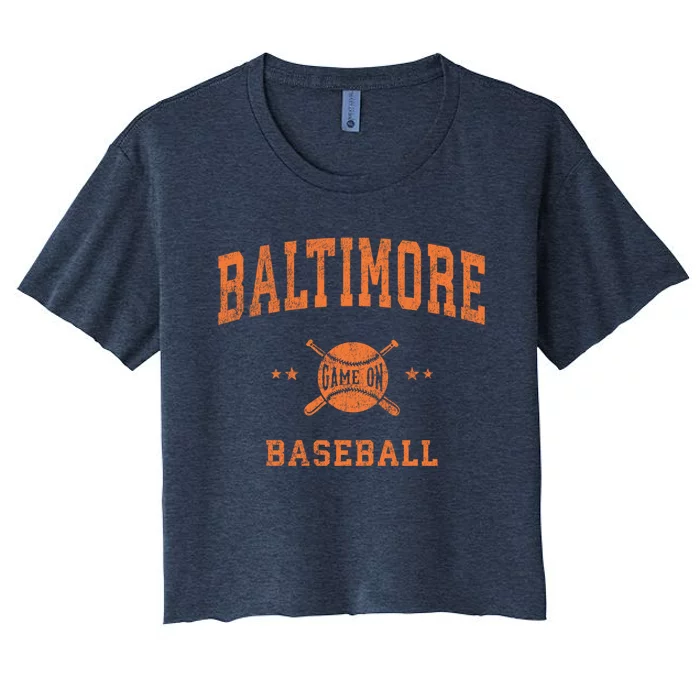 Baltimore Vintage Baseball Throwback Retro Design Women's Crop Top Tee